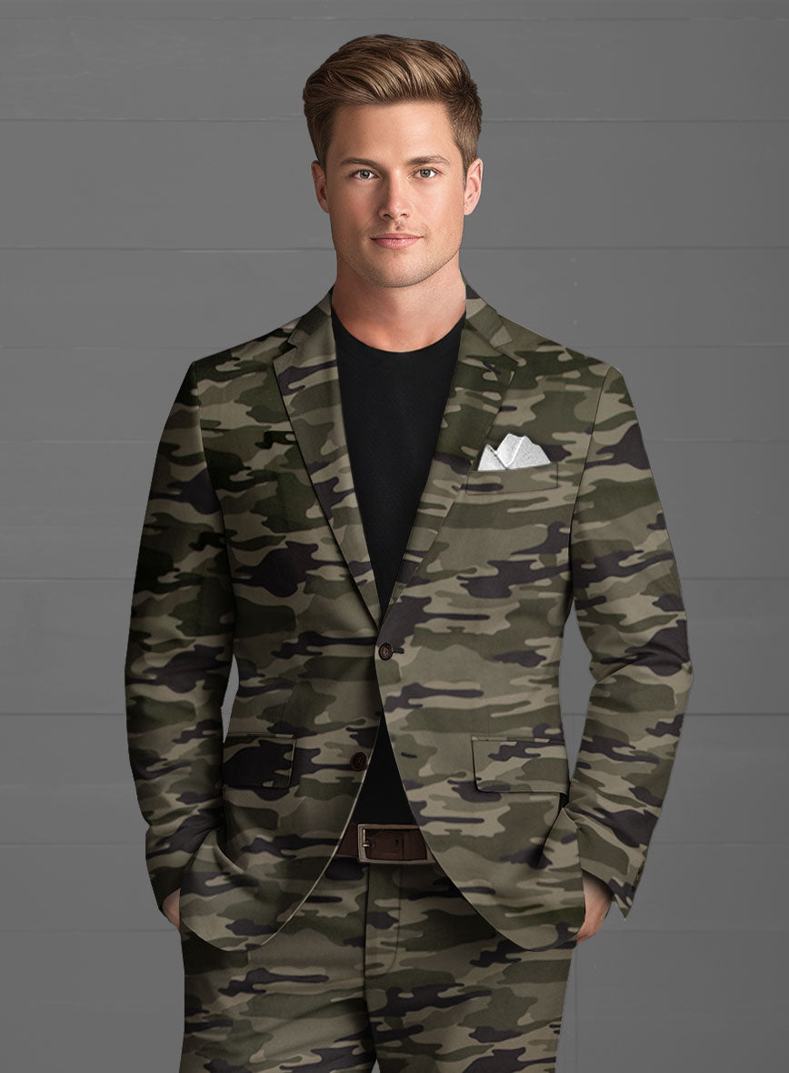 Green Stretch Camo Suit - StudioSuits