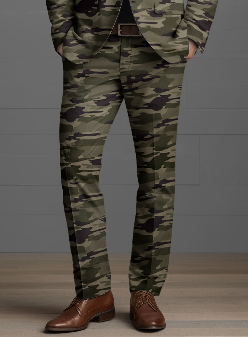 Green Stretch Camo Suit - StudioSuits