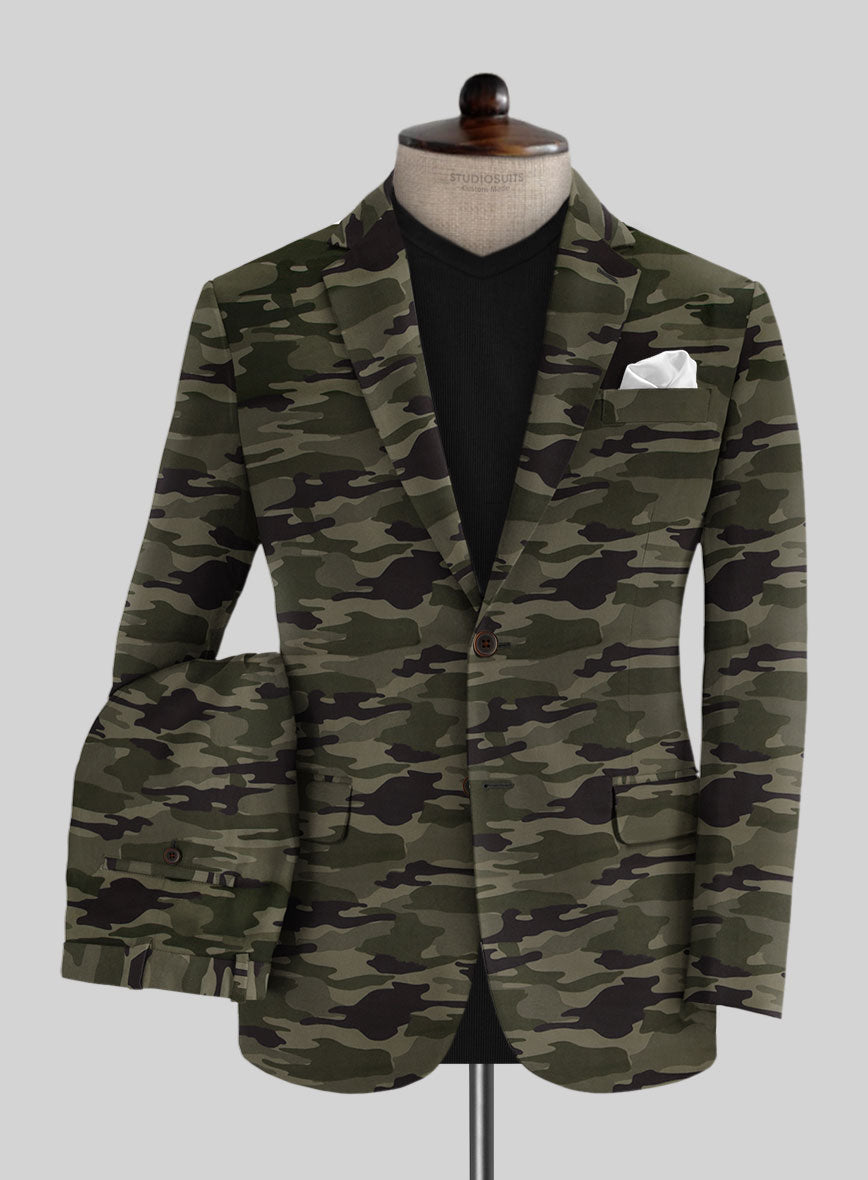 Green Stretch Camo Suit - StudioSuits