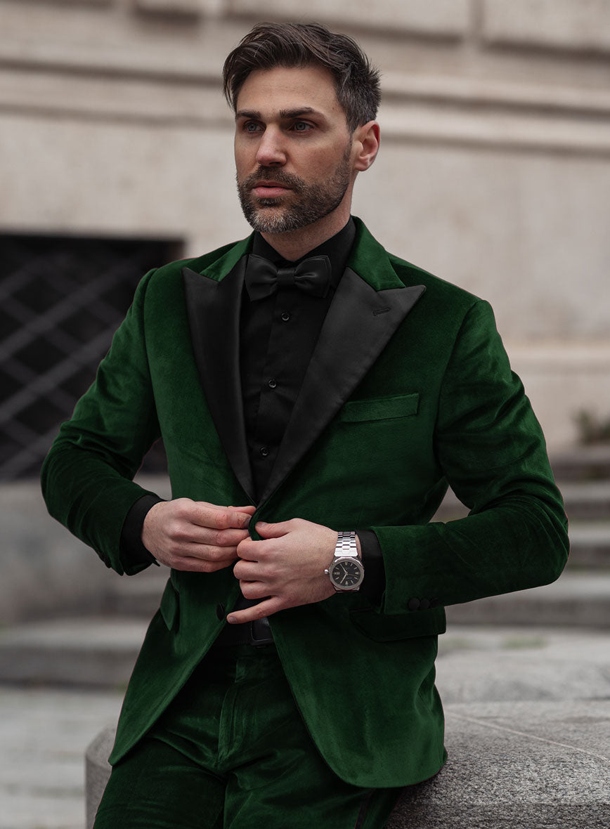 Green Velvet Tuxedo Jacket - StudioSuits