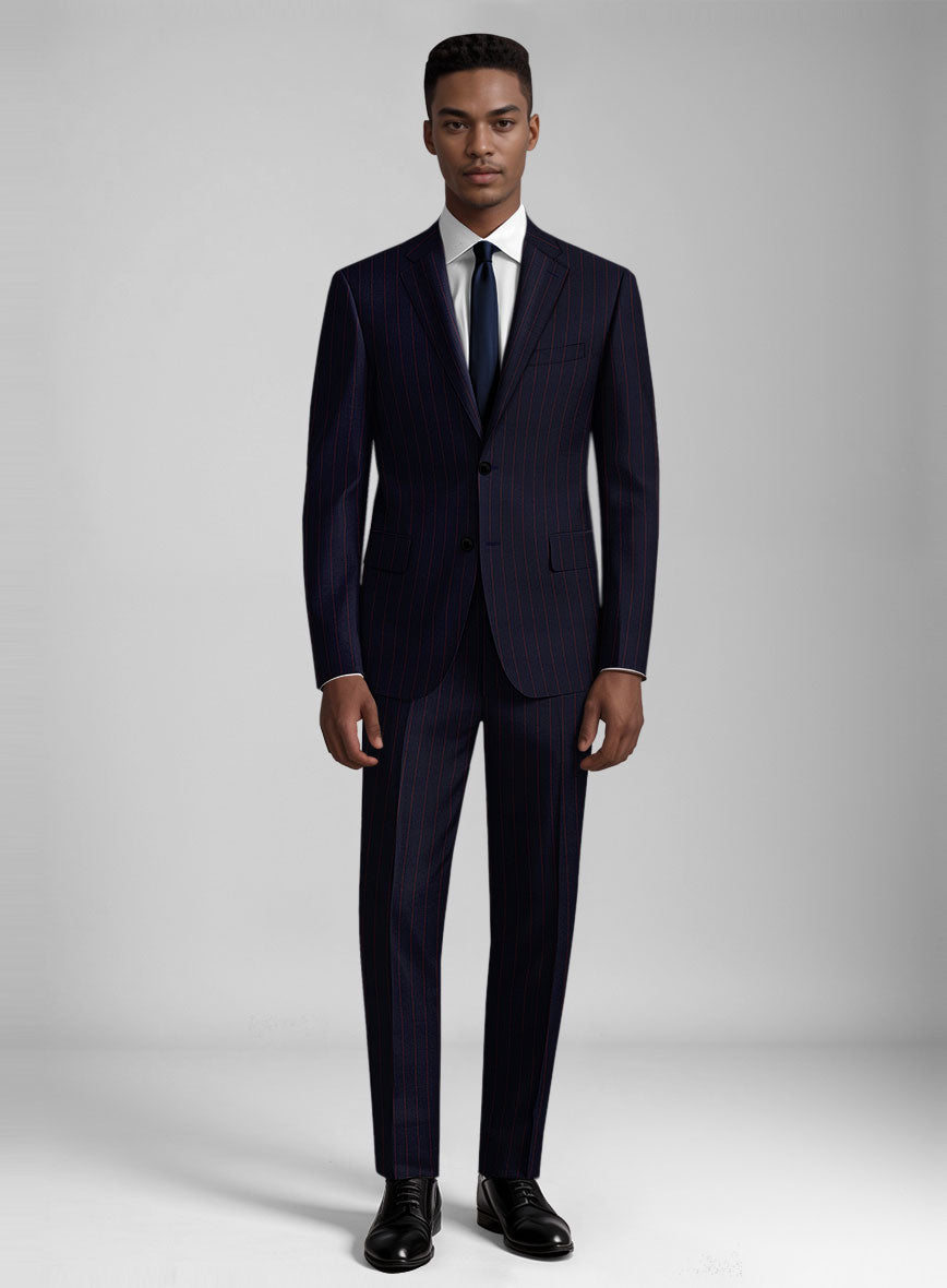 Guabello Dark Blue Rope Stripe Suit - StudioSuits