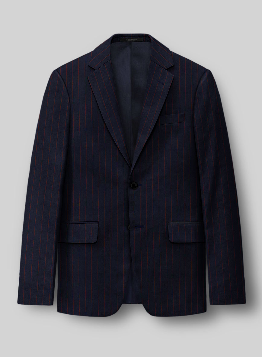 Guabello Dark Blue Rope Stripe Suit - StudioSuits