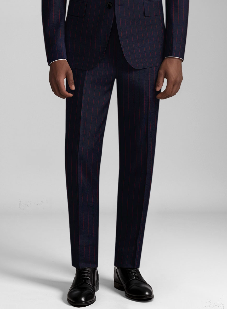 Guabello Dark Blue Rope Stripe Suit - StudioSuits