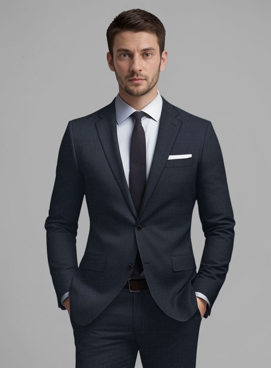 Guabello Dark Blue Sharkskin Suit - StudioSuits