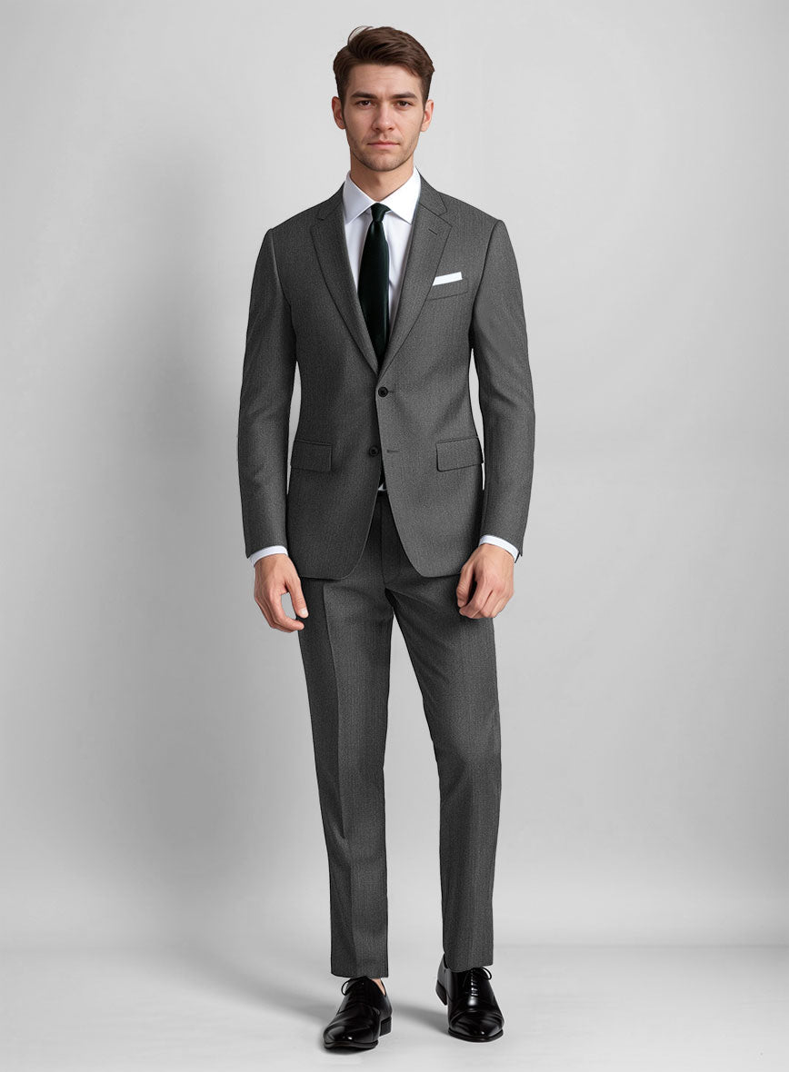 Guabello Gray Herringbone Suit - StudioSuits