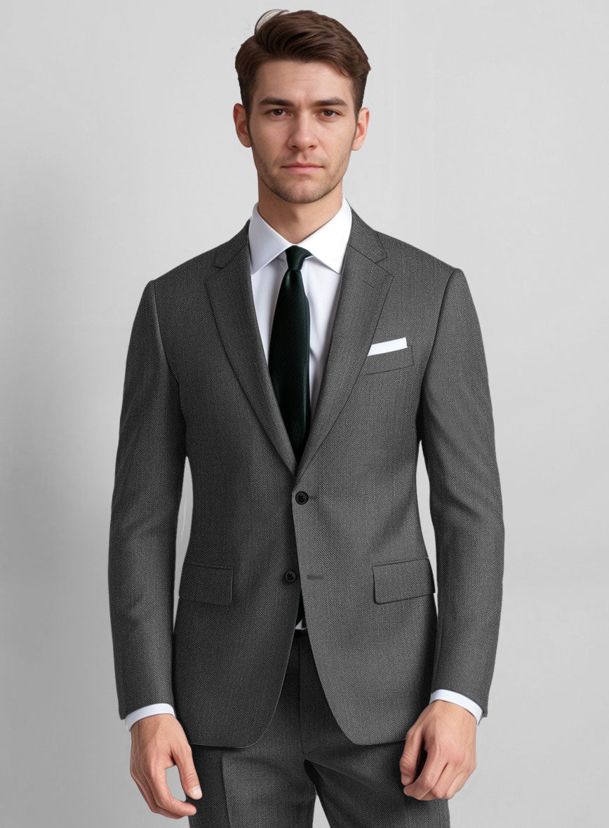 Guabello Gray Herringbone Suit - StudioSuits