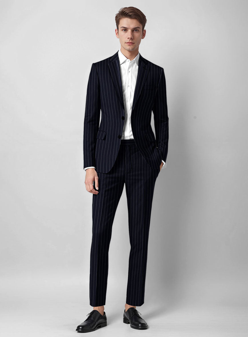 Guabello Navy Blue Rope Stripe Suit - StudioSuits