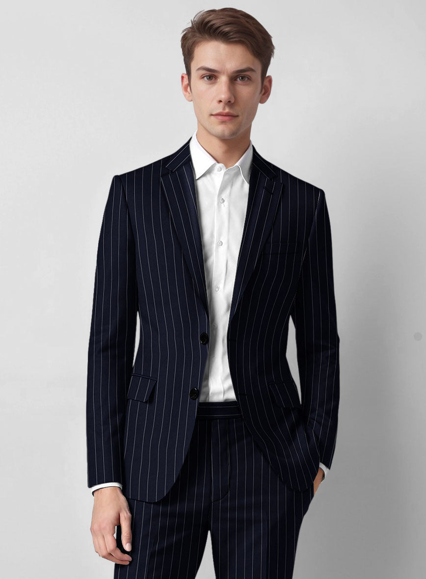 Guabello Navy Blue Rope Stripe Suit - StudioSuits