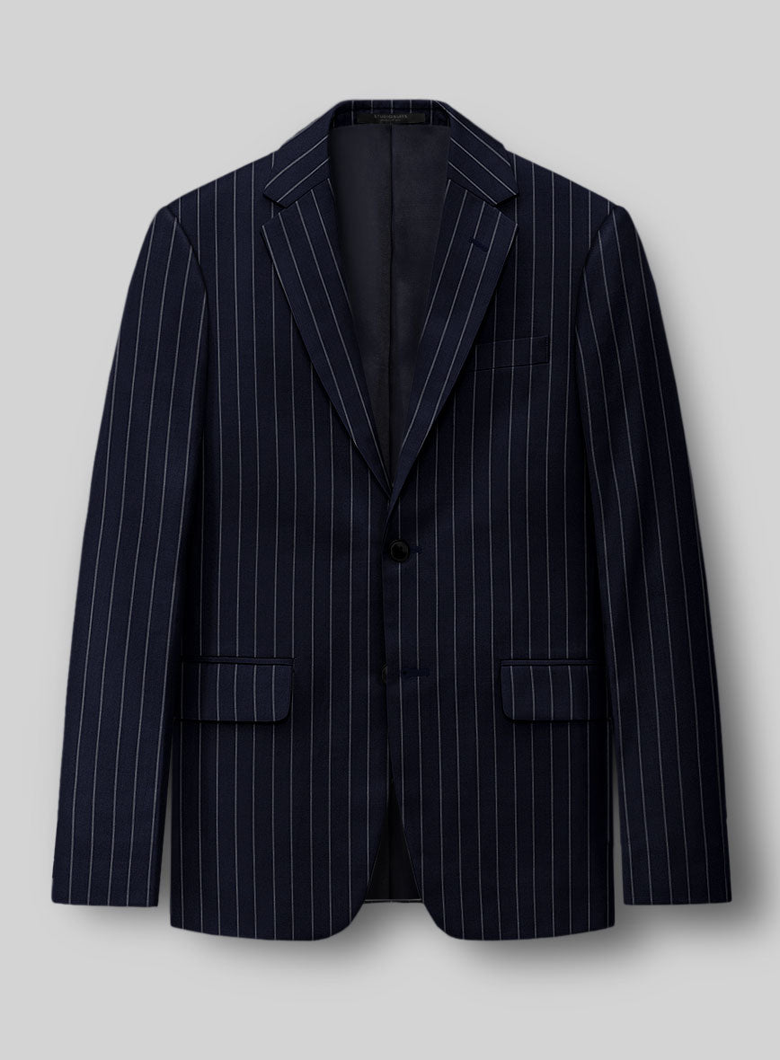 Guabello Navy Blue Rope Stripe Suit - StudioSuits