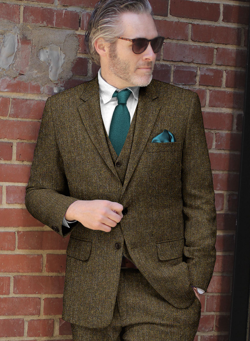 Haberdasher Mustard Brown Tweed Jacket - StudioSuits