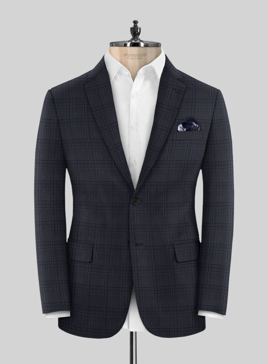 Hardy Minnis Adali Blue Check Wool Jacket - StudioSuits