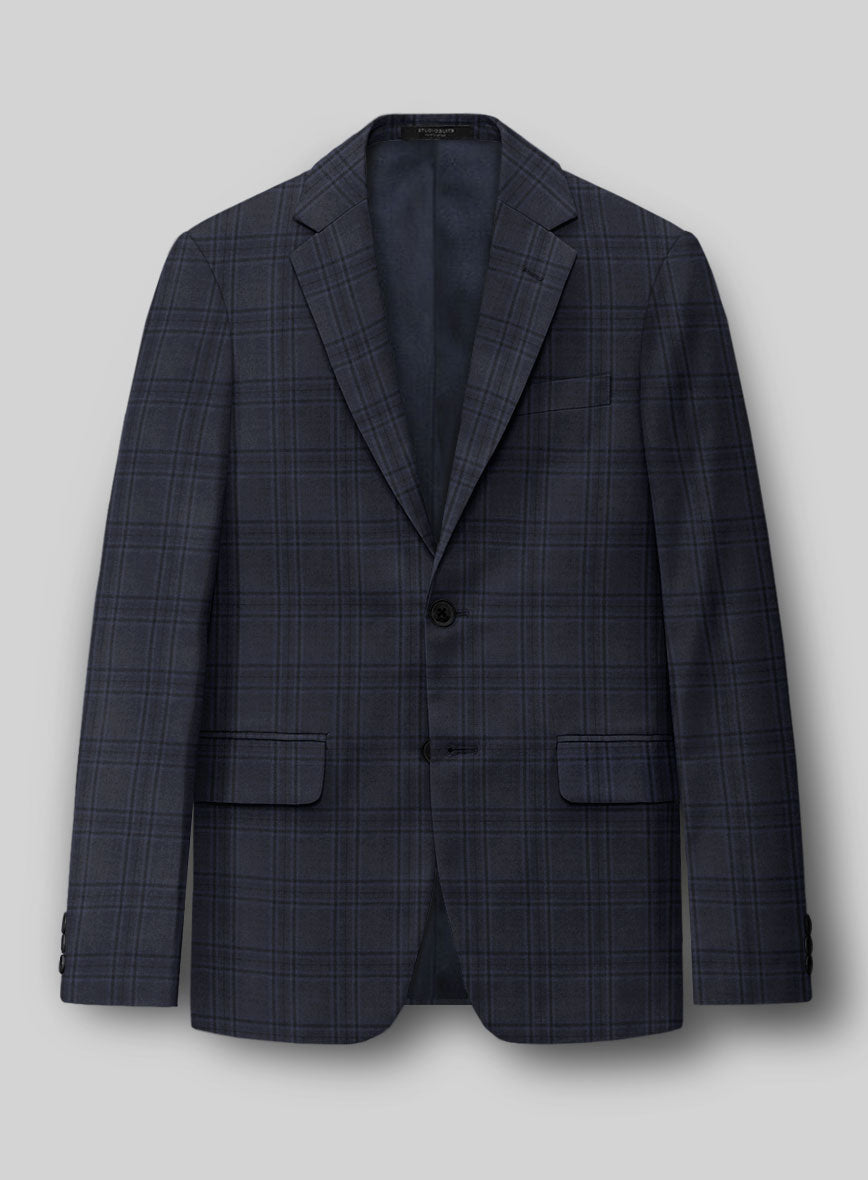 Hardy Minnis Adali Blue Check Wool Jacket - StudioSuits