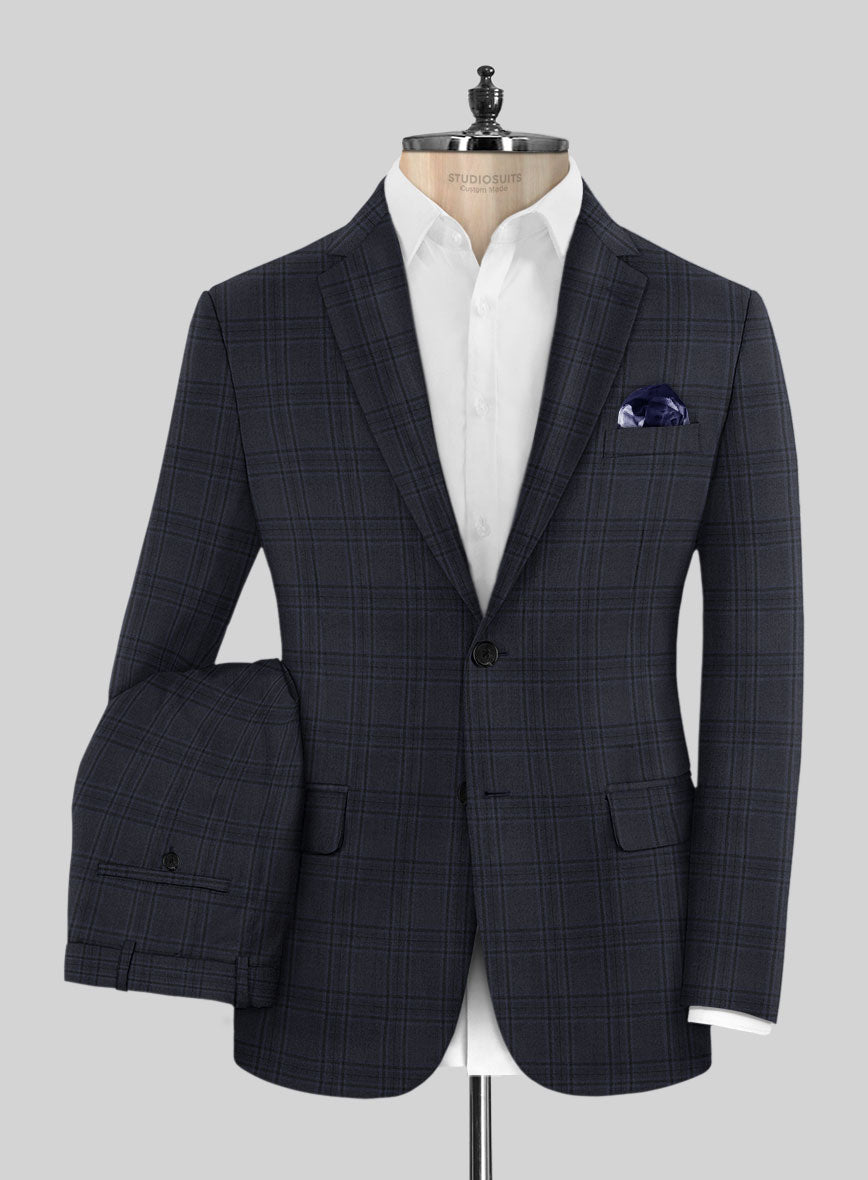 Hardy Minnis Adali Blue Check Wool Suit - StudioSuits