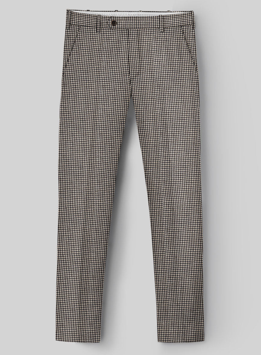 Hardy Minnis Beige Houndstooth Wool Pants - StudioSuits