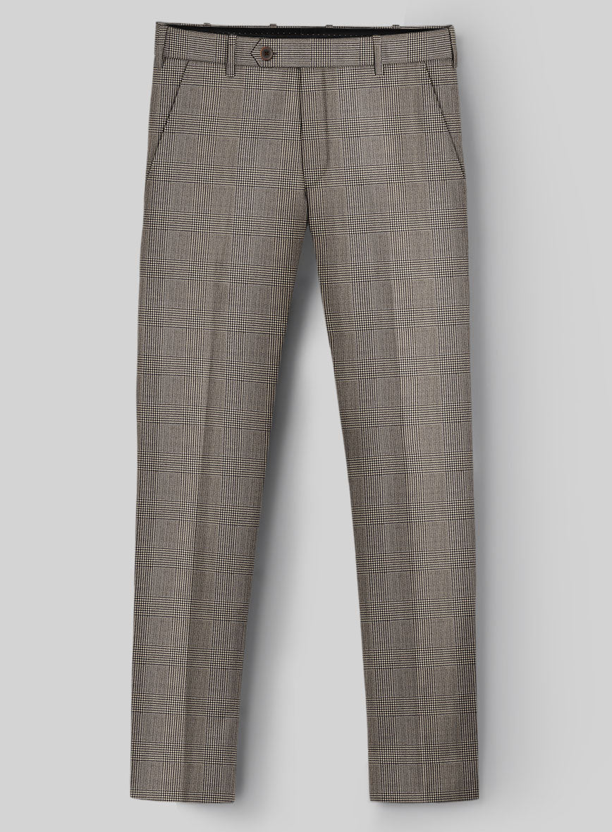 Hardy Minnis Beige Prince of Wales Wool Pants - StudioSuits