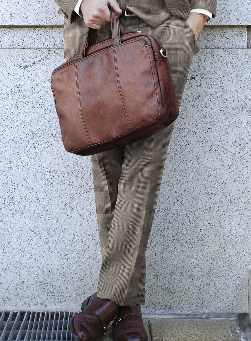 Hardy Minnis Beige Prince of Wales Wool Suit - StudioSuits