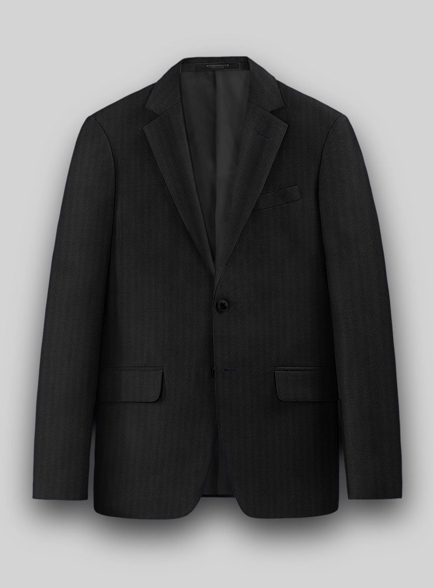 Hardy Minnis Black Herringbone Wool Jacket - StudioSuits