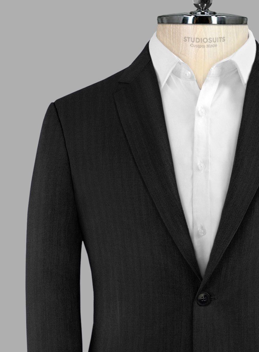 Hardy Minnis Black Herringbone Wool Jacket - StudioSuits