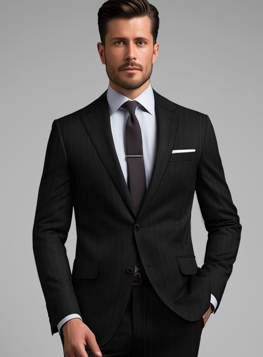 Hardy Minnis Black Pinstripe Wool Jacket - StudioSuits