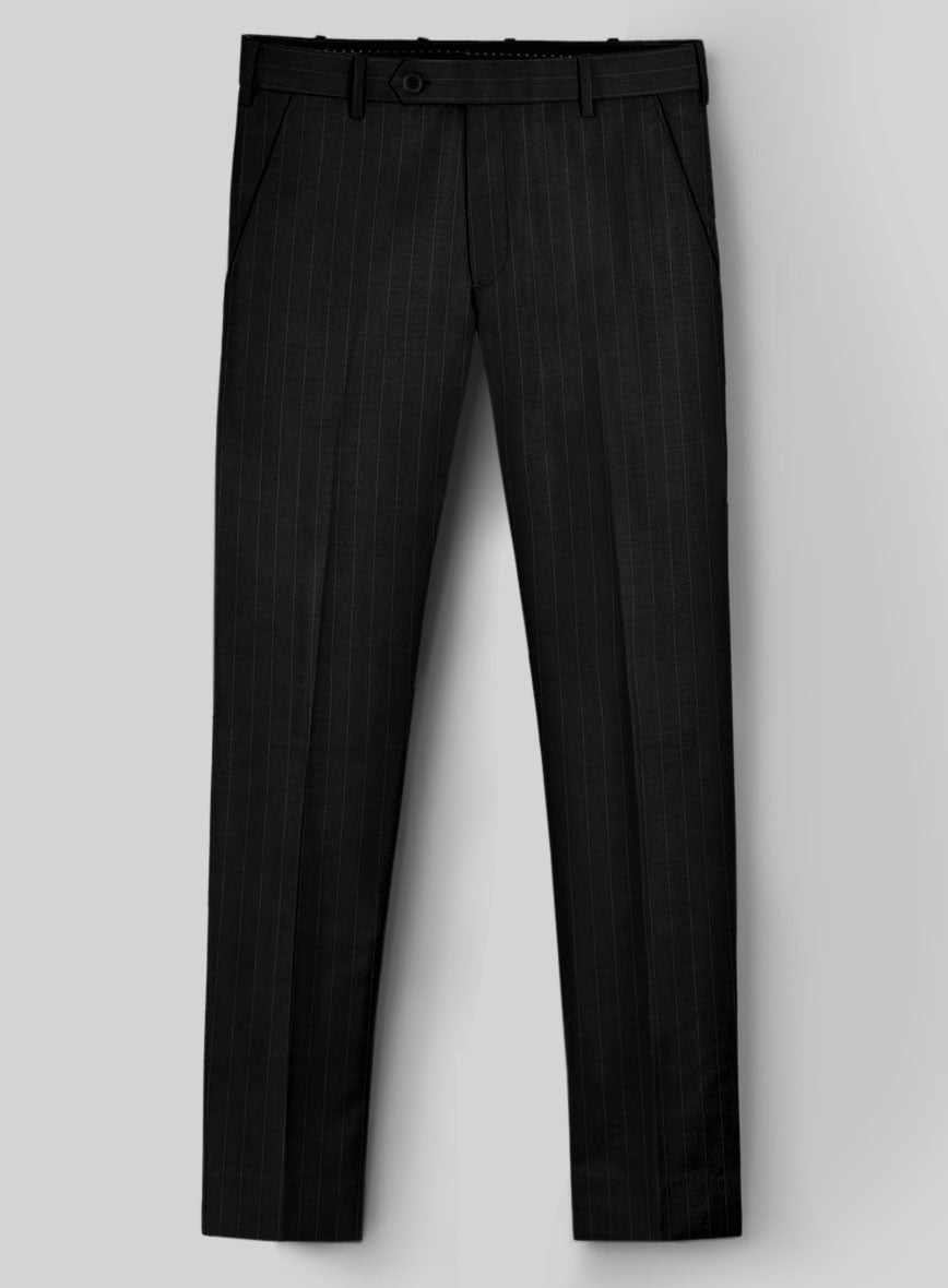 Hardy Minnis Black Pinstripe Wool Pants - StudioSuits