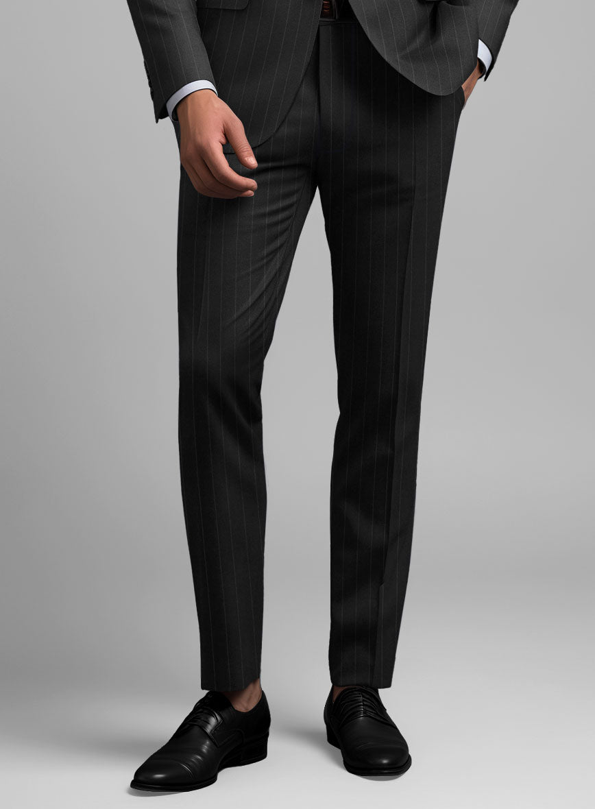 Hardy Minnis Black Pinstripe Wool Pants - StudioSuits