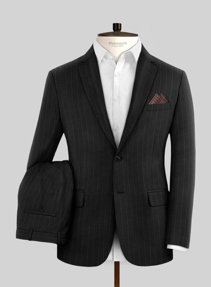 Hardy Minnis Black Pinstripe Wool Suit - StudioSuits