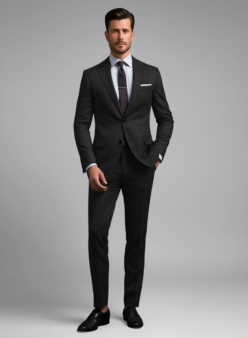 Hardy Minnis Black Pinstripe Wool Suit - StudioSuits