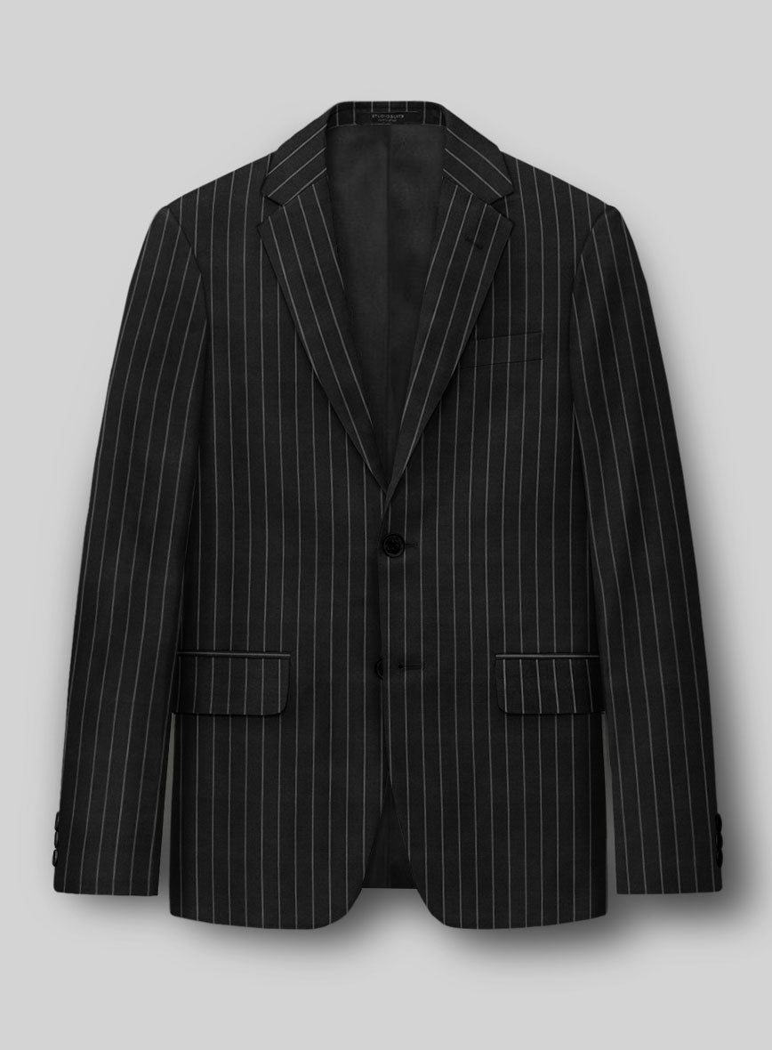 Hardy Minnis Black Rope Stripe Wool Jacket - StudioSuits