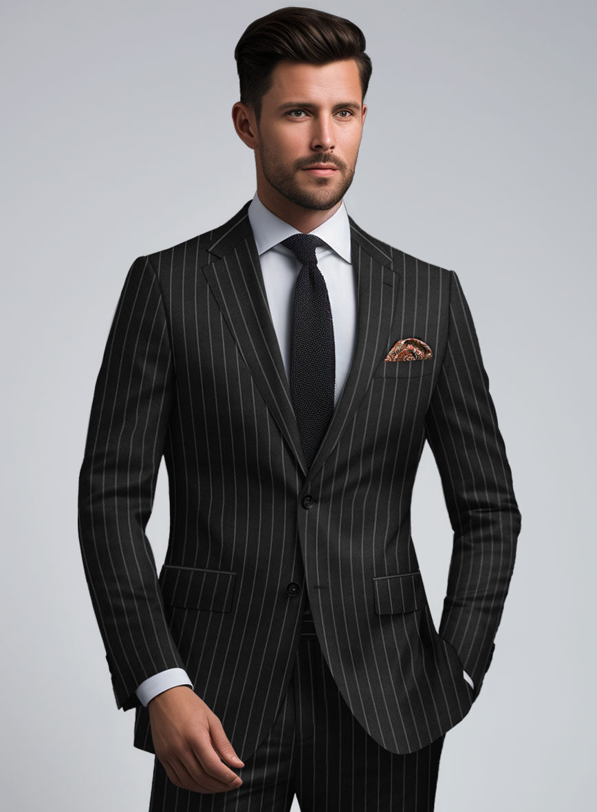 Hardy Minnis Black Rope Stripe Wool Jacket - StudioSuits