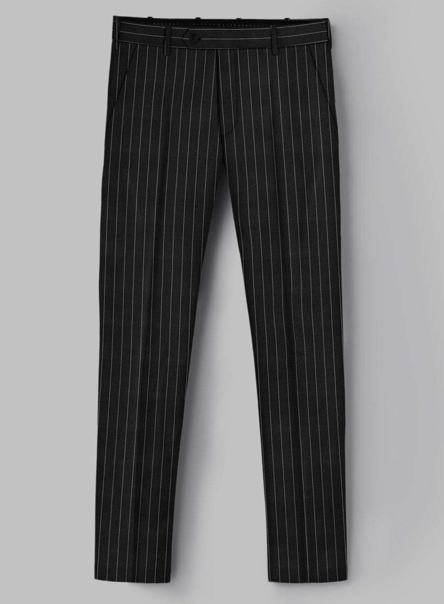 Hardy Minnis Black Rope Stripe Wool Pants - StudioSuits