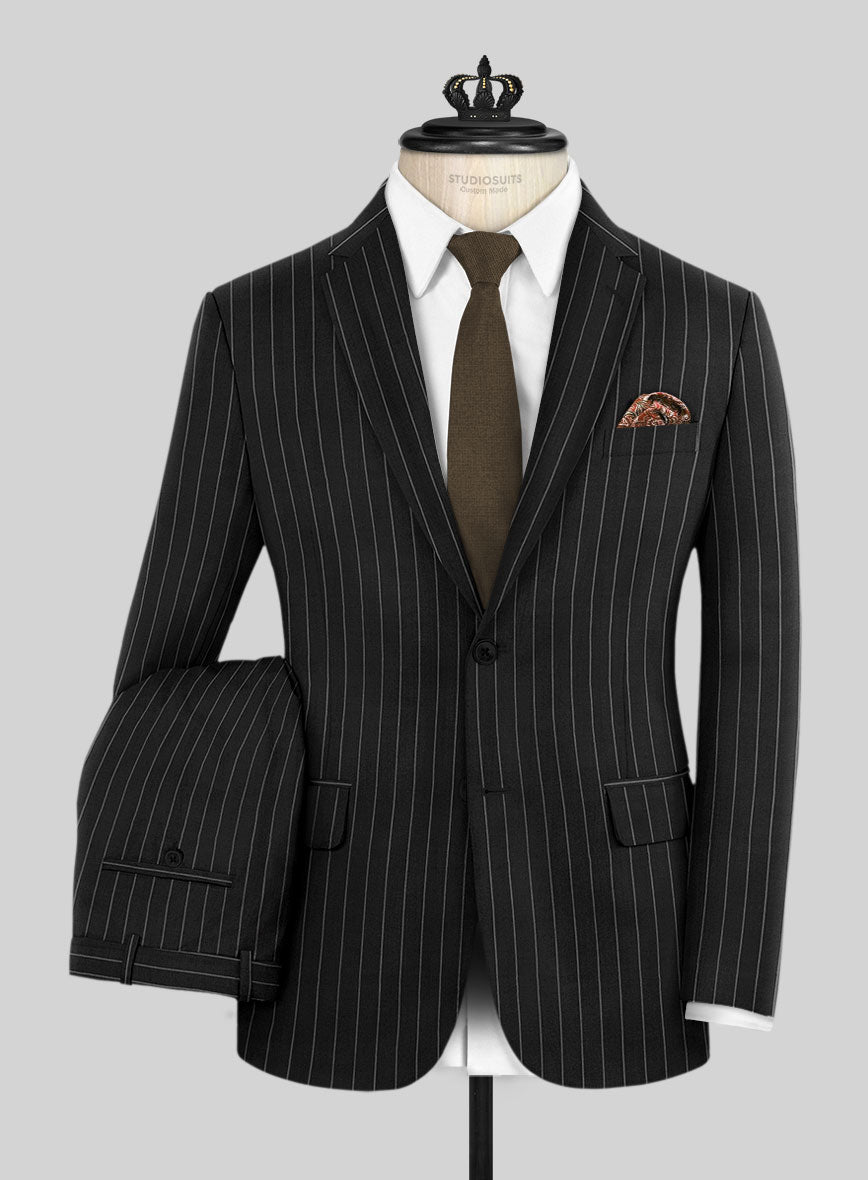 Hardy Minnis Black Rope Stripe Wool Suit - StudioSuits