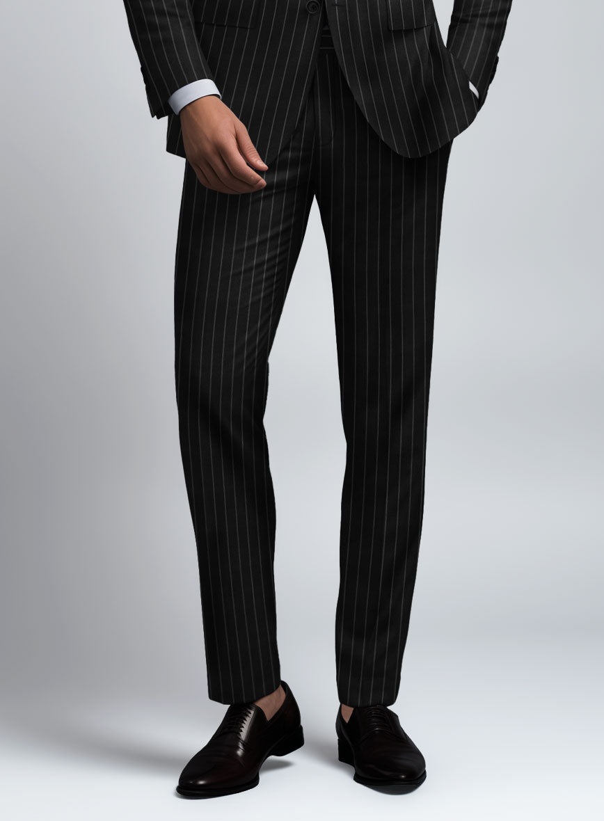 Hardy Minnis Black Rope Stripe Wool Suit - StudioSuits