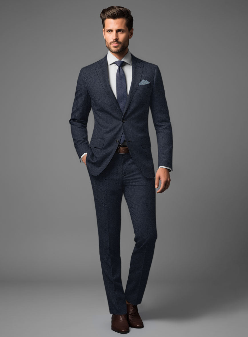 Hardy Minnis Blue Birdseye Wool Suit - StudioSuits