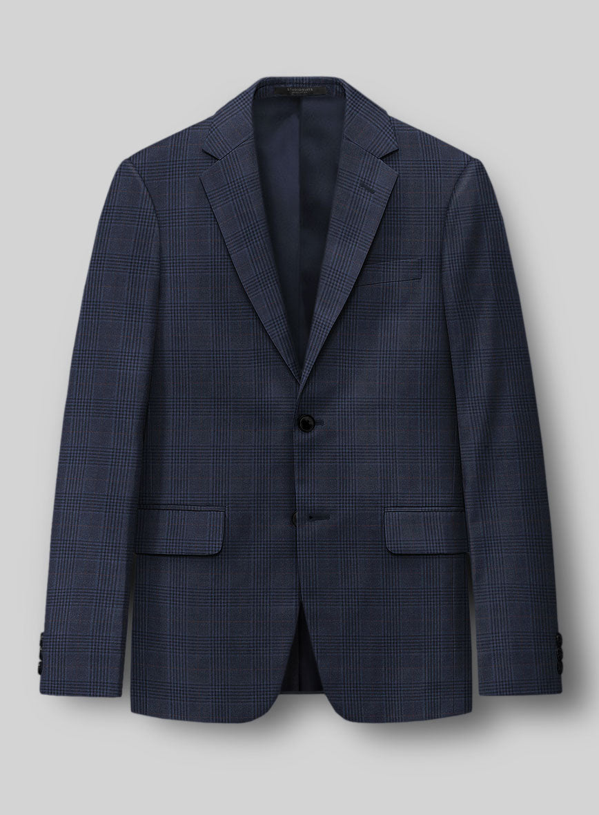 Hardy Minnis Blue Checks Wool Jacket - StudioSuits