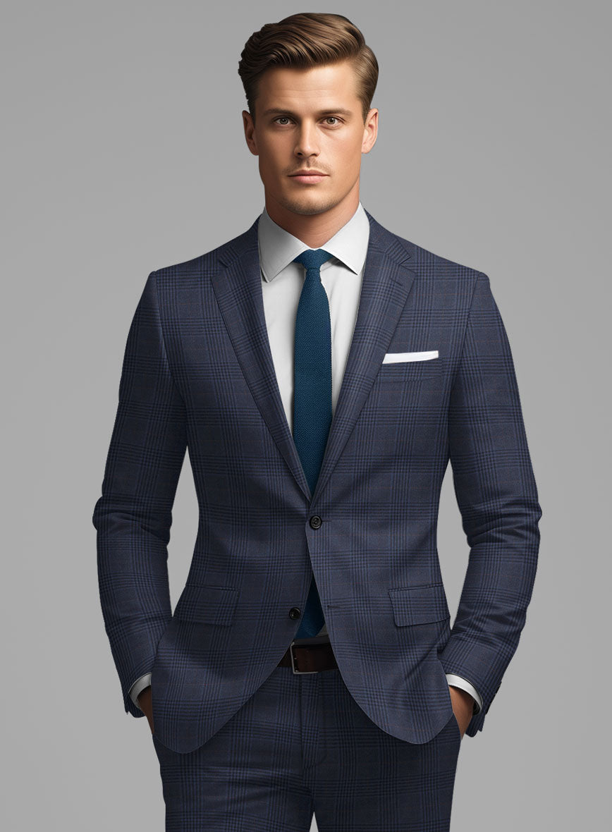 Hardy Minnis Blue Checks Wool Jacket - StudioSuits