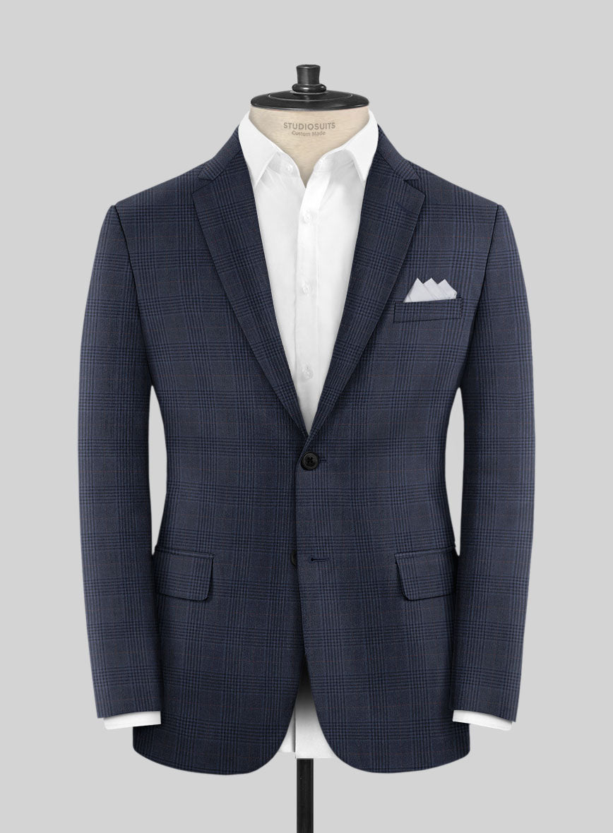 Hardy Minnis Blue Checks Wool Jacket - StudioSuits