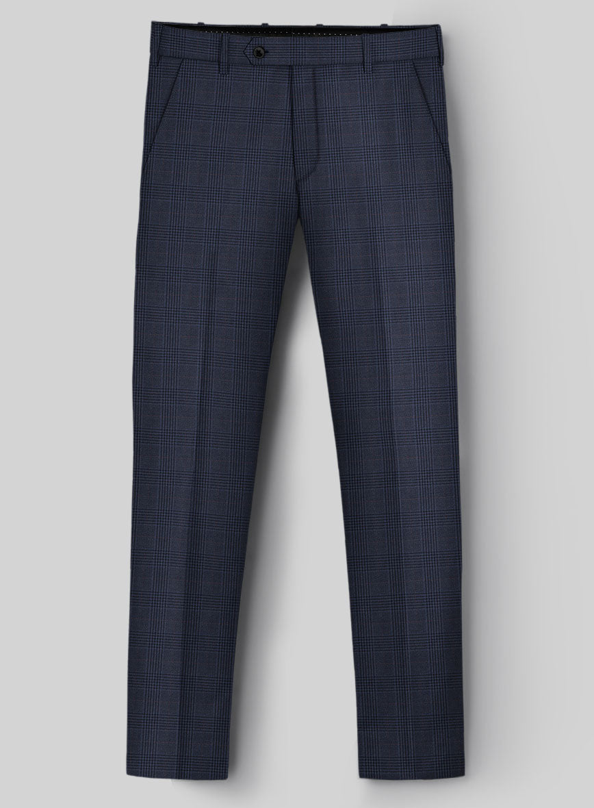 Hardy Minnis Blue Checks Wool Pants - StudioSuits