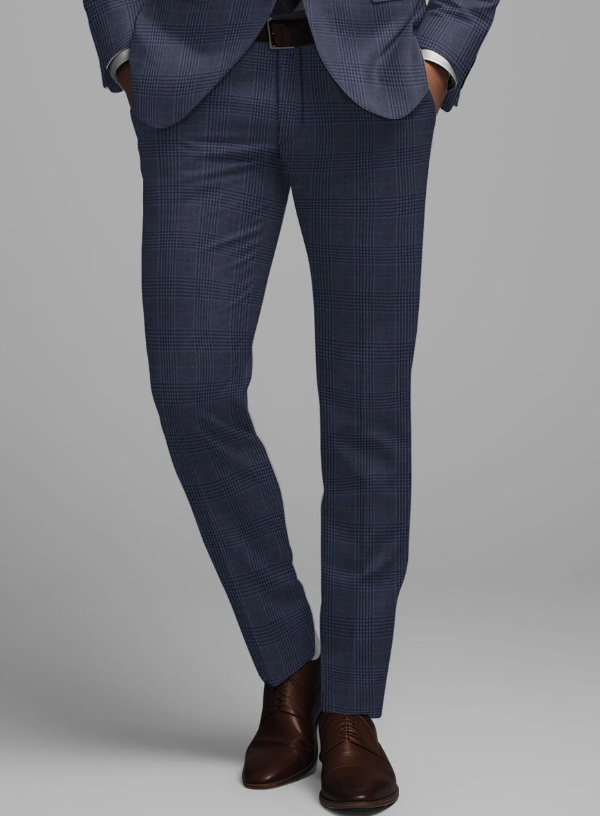 Hardy Minnis Blue Checks Wool Pants - StudioSuits