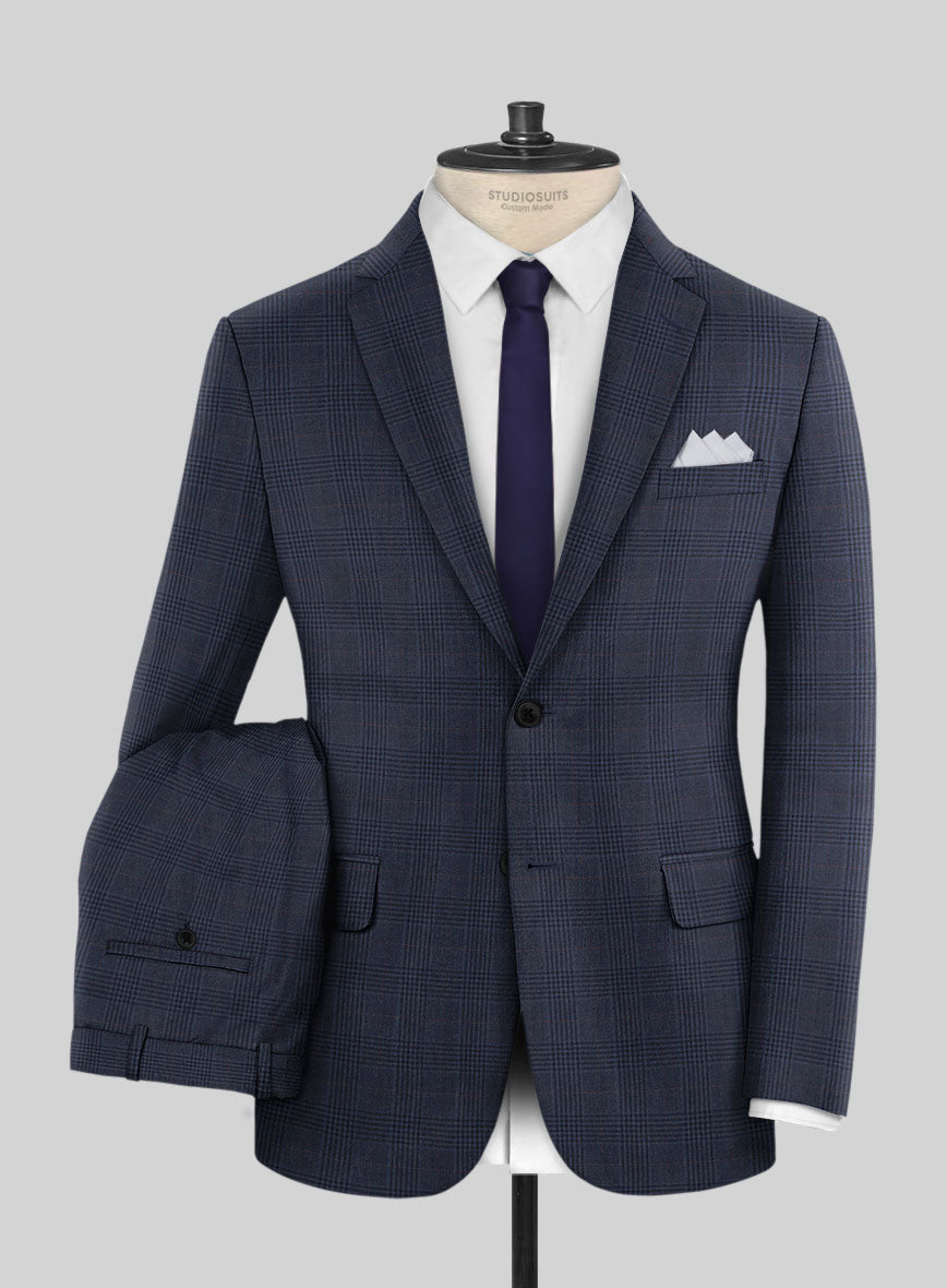 Hardy Minnis Blue Checks Wool Suit - StudioSuits