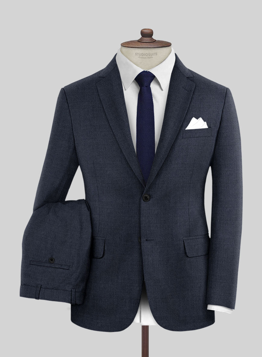 Hardy Minnis Blue Nailhead Wool Suit - StudioSuits