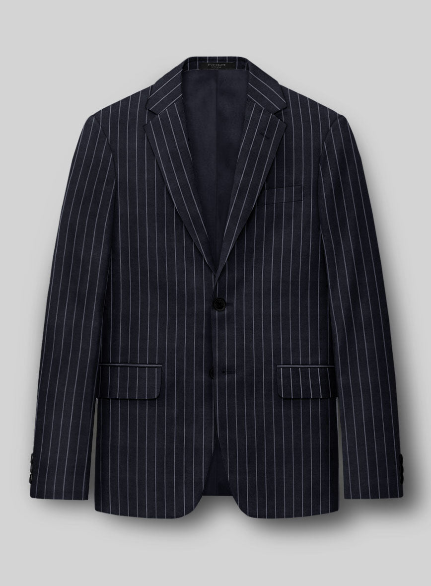 Hardy Minnis Blue Rope Stripe Wool Jacket - StudioSuits