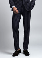 Hardy Minnis Blue Rope Stripe Wool Pants - StudioSuits