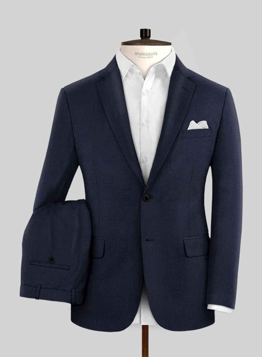 Hardy Minnis Blue Sharkskin Wool Suit - StudioSuits