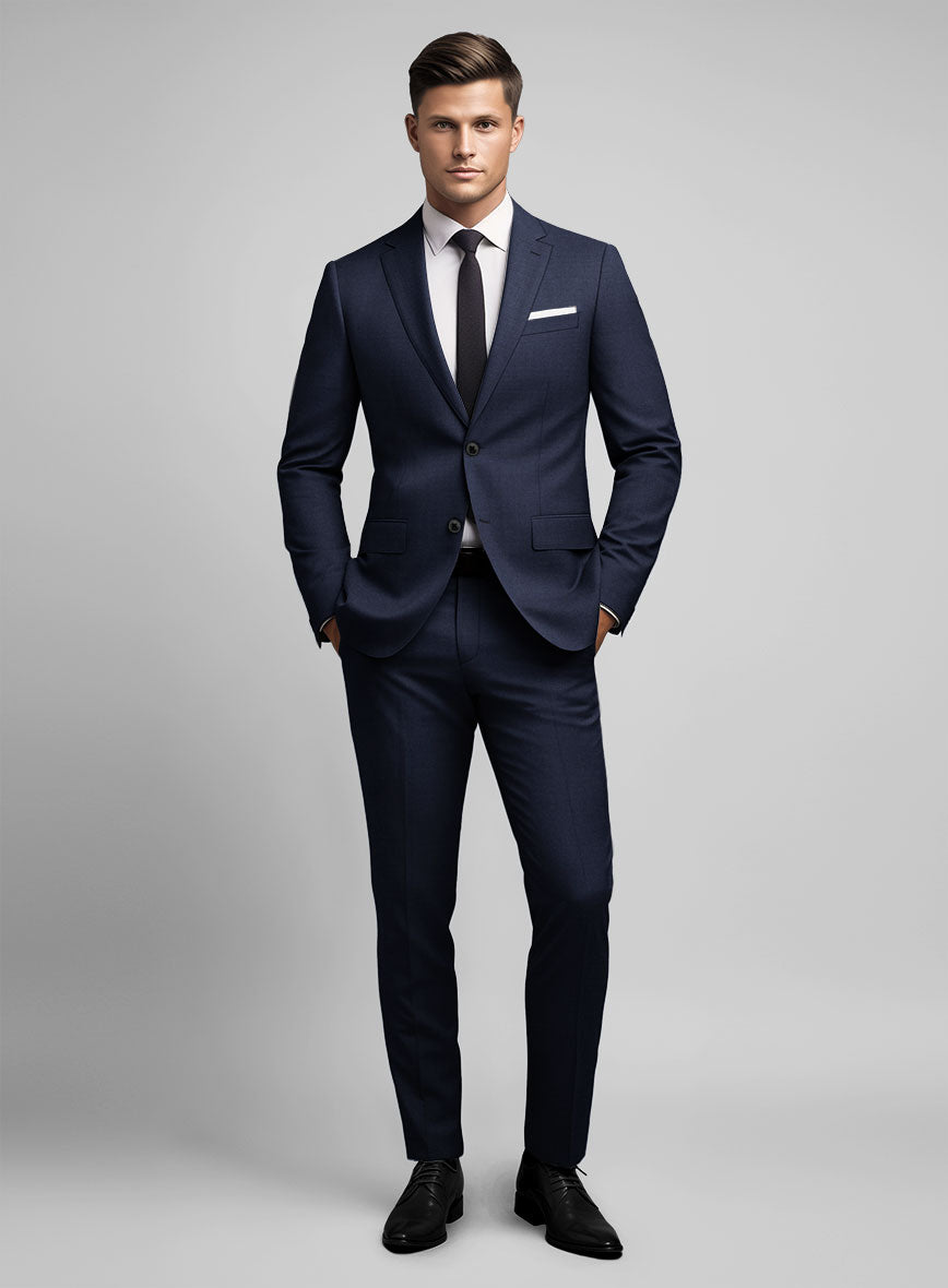 Hardy Minnis Blue Sharkskin Wool Suit - StudioSuits