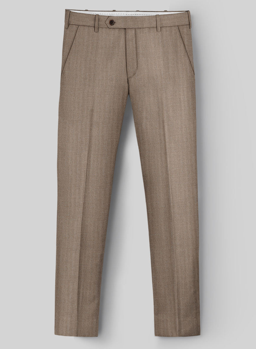 Hardy Minnis Brown Herringbone Wool Pants - StudioSuits