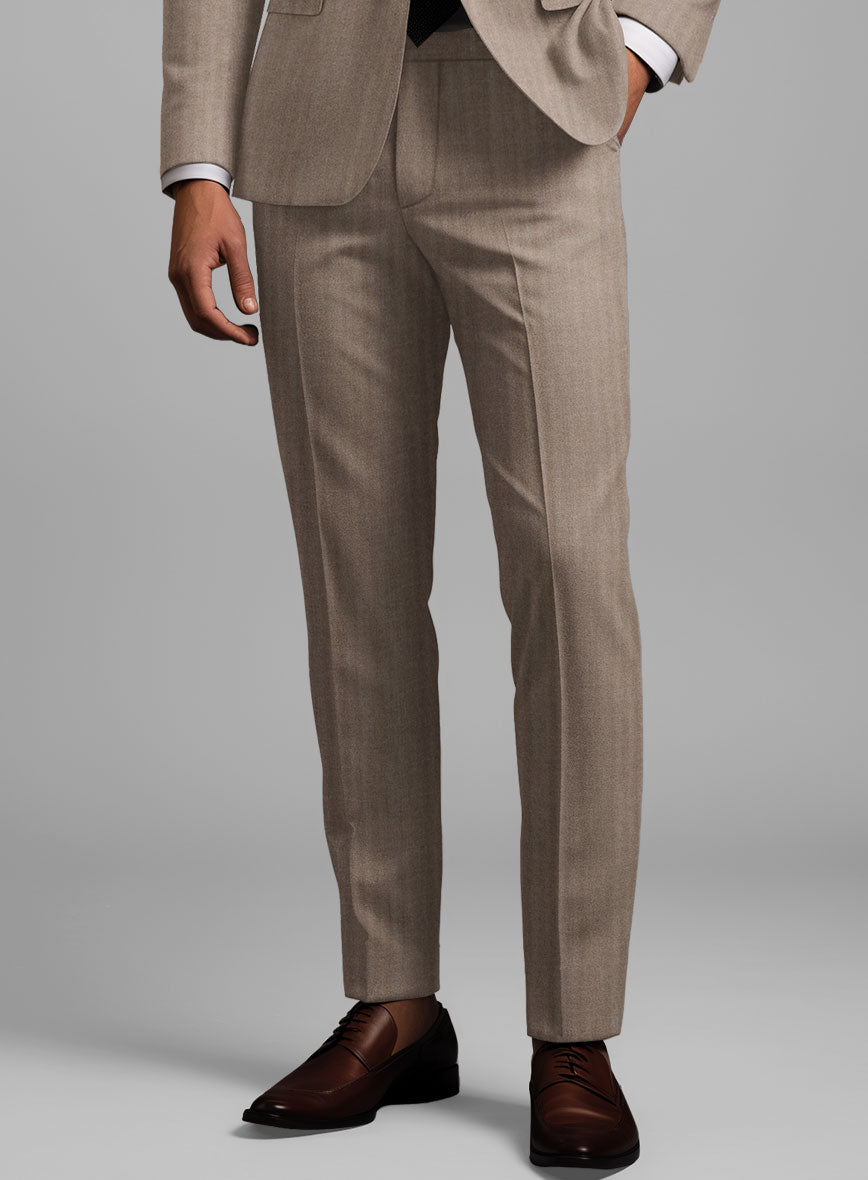 Hardy Minnis Brown Herringbone Wool Pants - StudioSuits