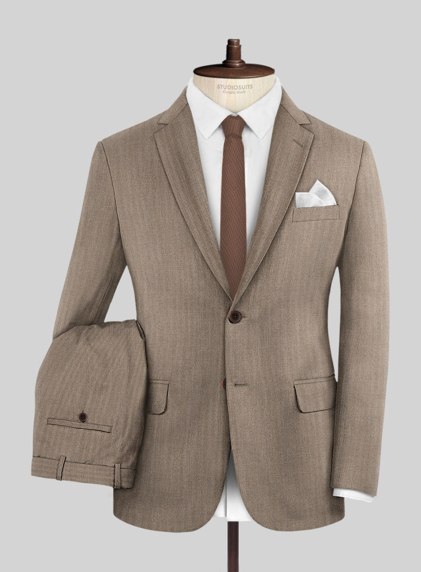 Hardy Minnis Brown Herringbone Wool Suit - StudioSuits