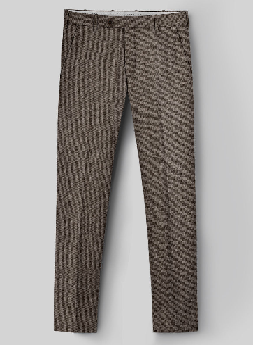 Hardy Minnis Brown Sharkskin Wool Pants - StudioSuits