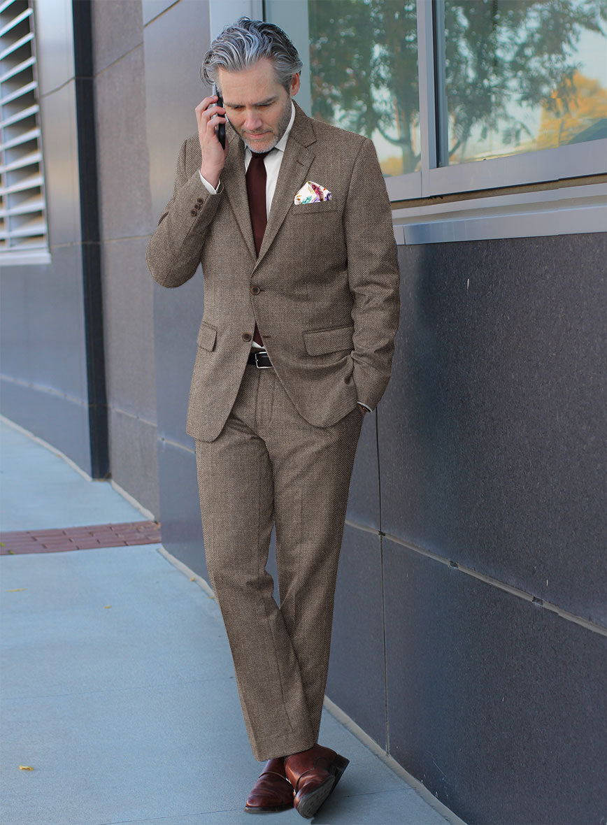 Hardy Minnis Brown Sharkskin Wool Suit - StudioSuits