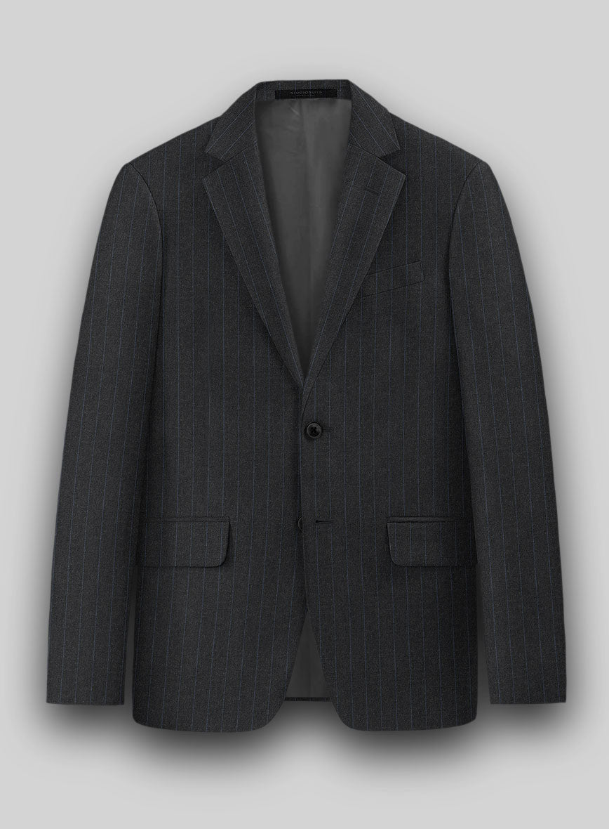 Hardy Minnis Charcoal Chalkstripe Wool Jacket - StudioSuits